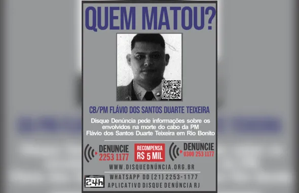Disque Denúncia pede informações os envolvidos na morte de PM em Rio Bonito