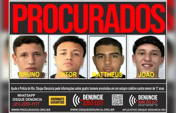 Quatro são procurados por estupro coletivo contra adolescente em Copacabana
