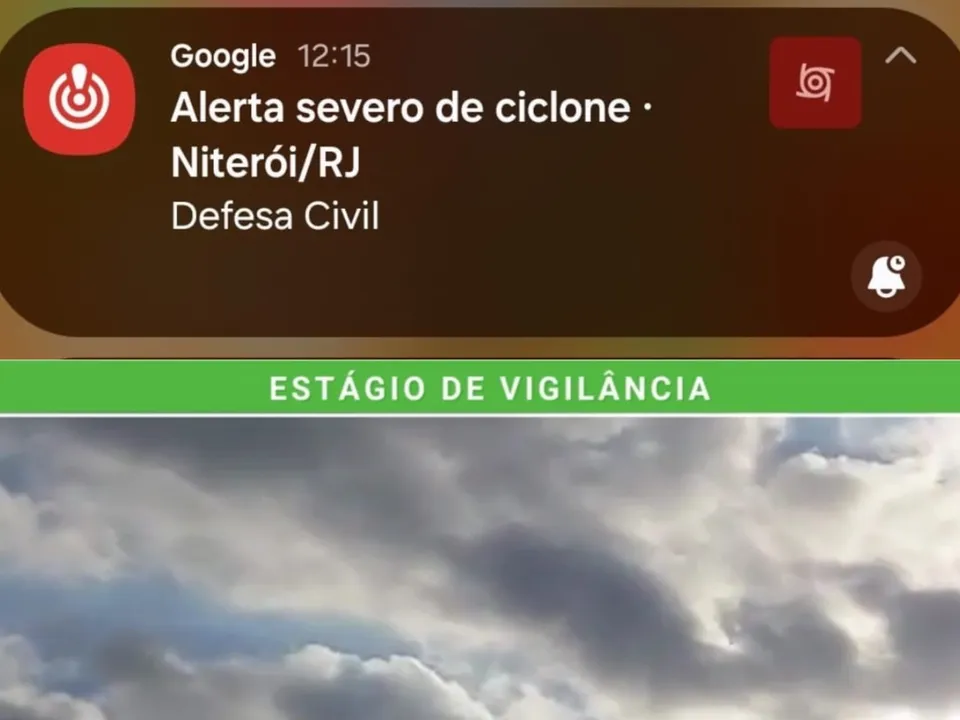 Alerta foi emitido às 12h15