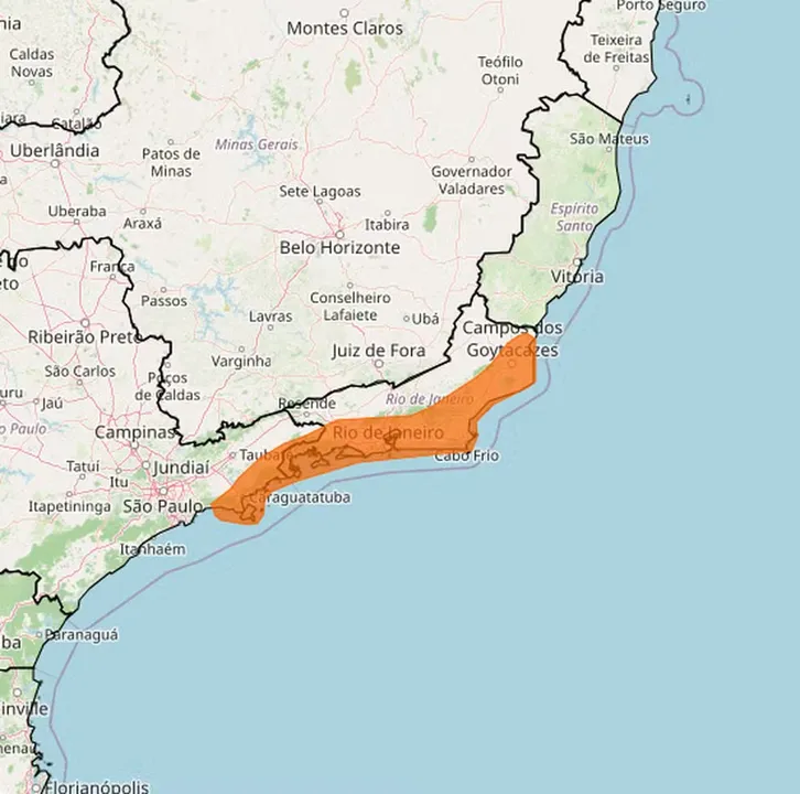 O aviso prevê rajadas que podem chegar a 100 km/h em algumas regiões