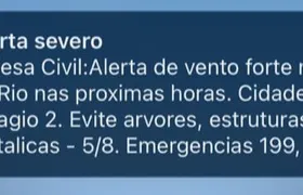 Defesa Civil emite alerta severo para ventos moderados a fortes