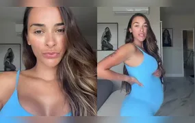 Na reta final da gestação, Tainá Militão compartilha post mostrando evolução da barriga