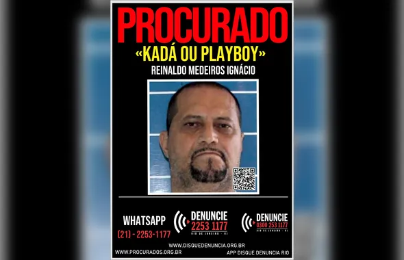 Disque Denúncia divulga cartaz em prol da localização de ‘Kadá’, investigado como liderança do tráfico no Morro do Cavalão, em Niterói