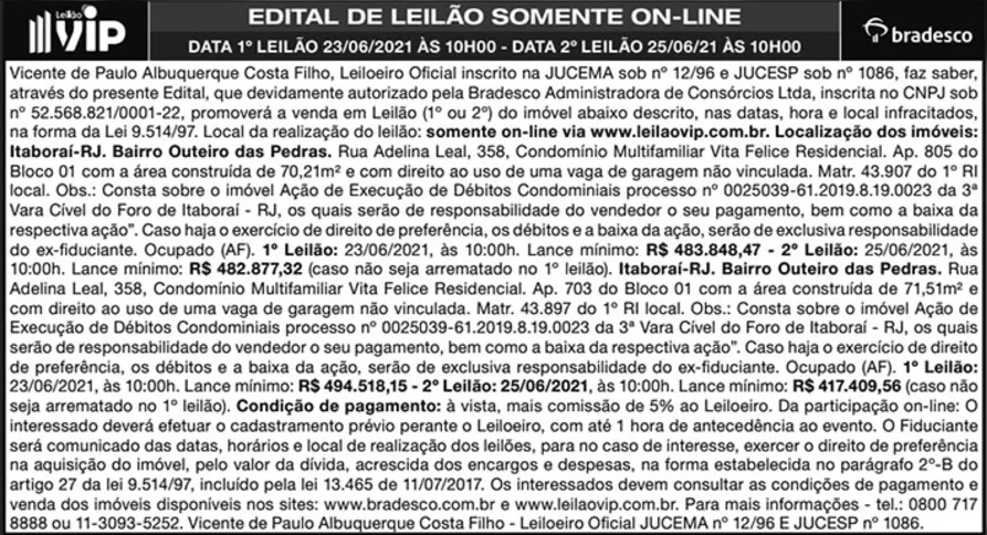 Imagem ilustrativa da imagem EDITAL DE LEILÃO SOMENTE ON-LINE