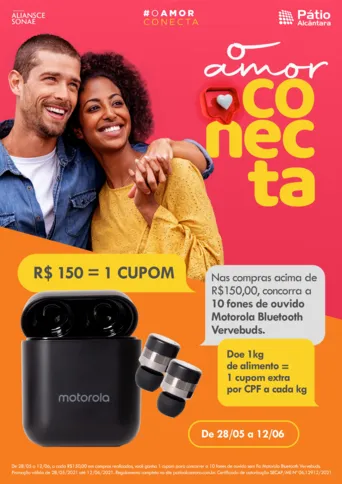 O Pátio Alcântara irá sortear 10 Fones de Ouvido Motorola Bluetooth Vervebuds
