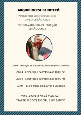 A Capela de São Jorge, no Sacramento, preparou celebrações para o Dia de São Jorge