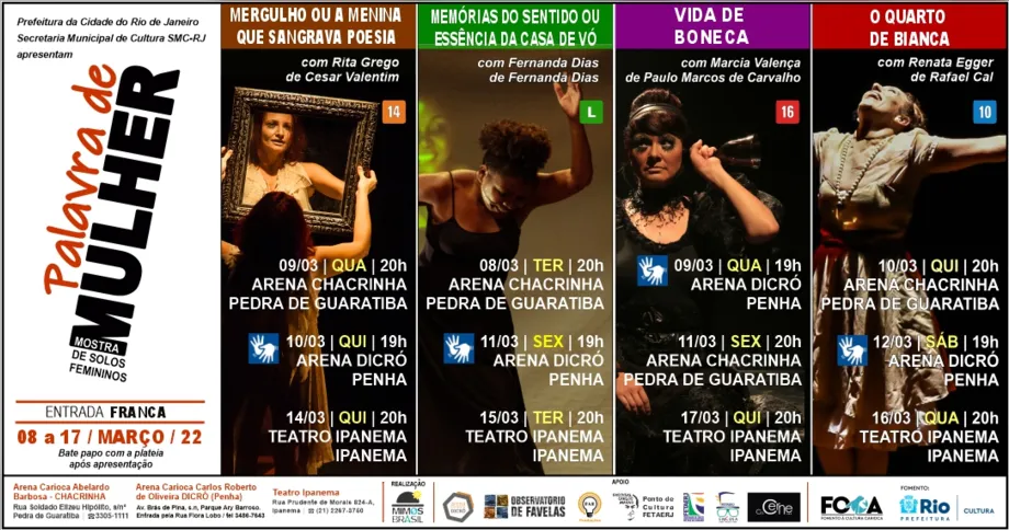 Imagem ilustrativa da imagem 'Palavra de mulher': Mostra teatral feminina tem apresentações gratuitas no Rio
