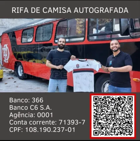 Os interessados podem enviar o dinheiro da rifa também para a conta em questão e seguir os passos de enviar o comprovante para o Whatsapp do projeto