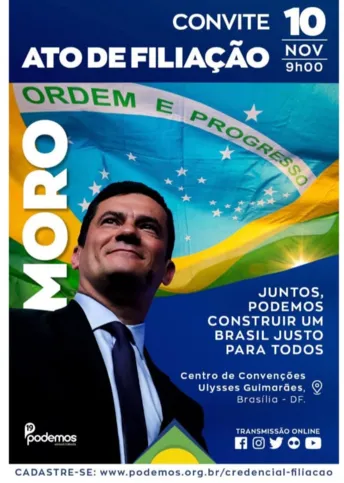 Sérgio Moro anuncia filiação ao Podemos pelo Twitter