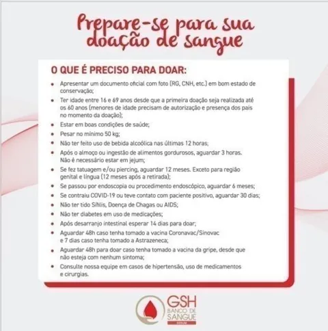 Informações para doação de sangue