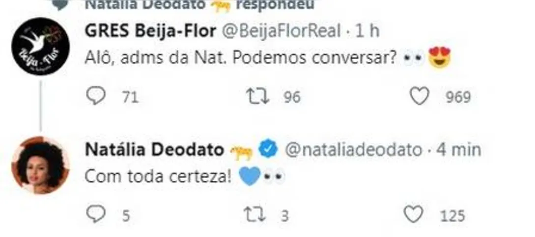 A interação entre os perfis foi notada pelos internautas