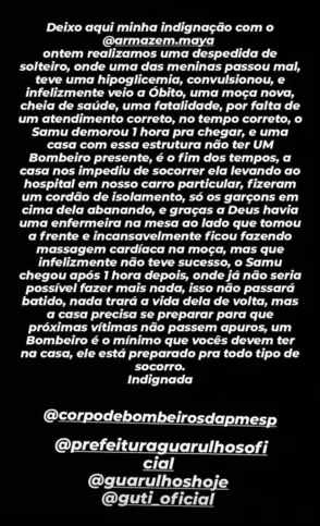 A amiga da vítima se pronunciou sobre o caso na internet