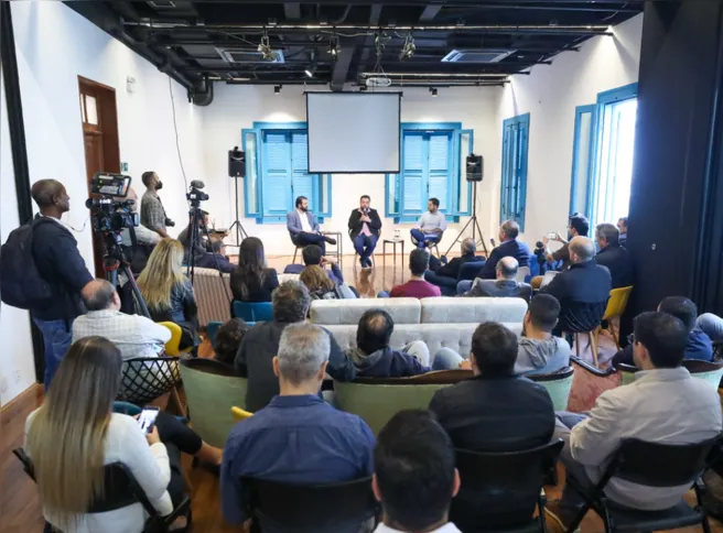 O candidato participou de evento organizado pelo SindRio, nesta sexta (16)
