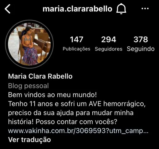 A família disponibilizou o perfil do Instagram para contar história e servir como forma de contato