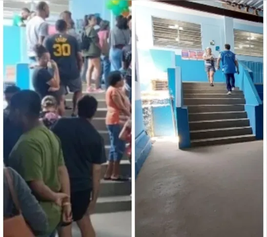 No 1º turno a escola estava lotada
