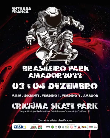 O Brasileiro Park Amador 2022 acontecerá nos dias 03 e 04 de dezembro no Parque Centenário, em Criciúma, Santa Catarina. O campeonato possui entrada gratuita