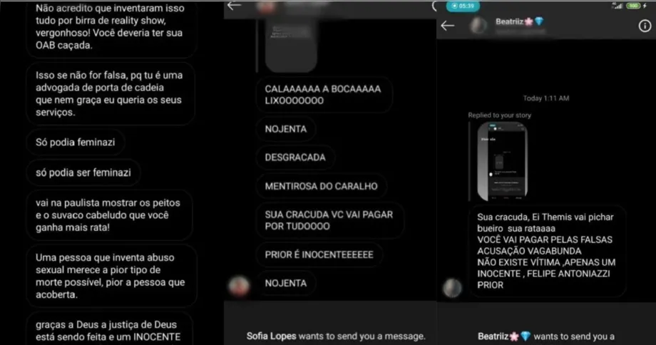 Advogada expôs diversas mensagens de ódio que recebeu