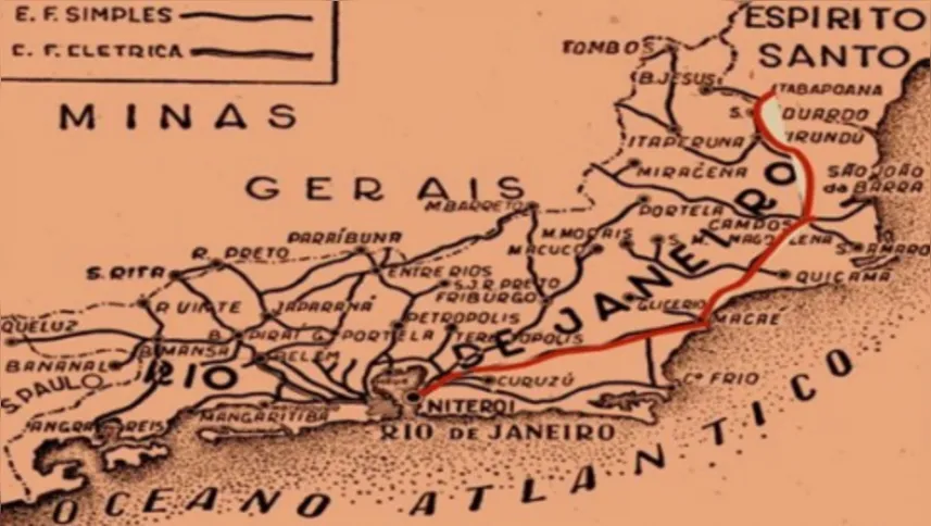 Mapa ferroviário da linha litoral