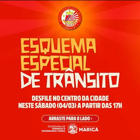 Esquema especial de trânsito para o desfile da União de Maricá neste sábado (4)
