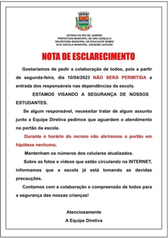 Comunicado da Prefeitura de São Gonçalo