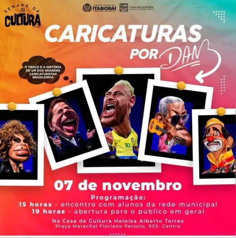 Exposição 'Caricaturas por Dan', será inaugurada nesta terça-feira (7)