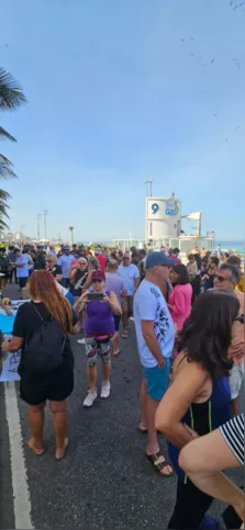 Ao final do evento, os manifestantes realizaram uma simulação de privatização das praias