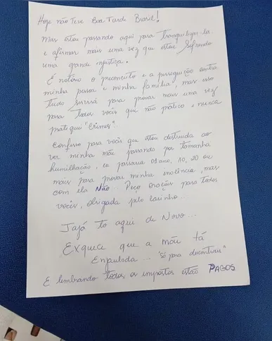 Carta aberta foi postada pela equipe da influenciadora nas redes sociais