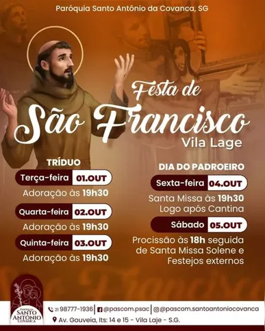 Imagem ilustrativa da imagem Dia de São Francisco de Assis: São Gonçalo Niterói e Itaboraí celebram com missas e festejos; Confira