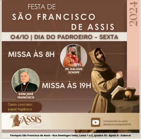 Imagem ilustrativa da imagem Dia de São Francisco de Assis: São Gonçalo Niterói e Itaboraí celebram com missas e festejos; Confira