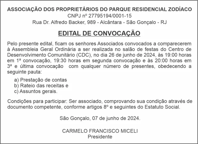 EDITAL DE CONVOCAÇÃO