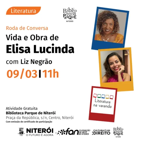 Imagem ilustrativa da imagem Elisa Lucinda é destaque no projeto de leitura 'Literatura na Varanda' na Biblioteca Parque de Niterói