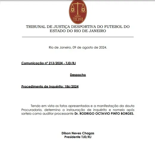 O caso virou inquérito no Tribunal de Justiça Desportiva