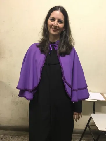 Milena Aguiar na formatura de seus alunos na FFP/Uerj