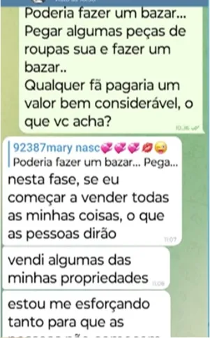 Ela chegou a sugerir que ele vendesse algum bem ou fizesse um bazar com suas roupas