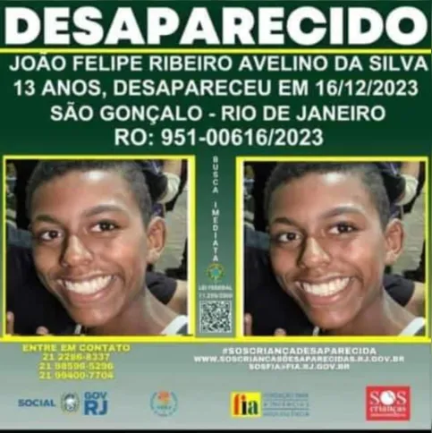 Imagem ilustrativa da imagem Família de São Gonçalo procura por adolescente de 13 anos desaparecido