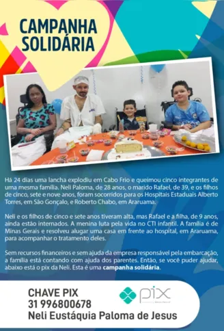 Funcionários dos dois hospitais criaram uma campanha solidária para ajudar a família