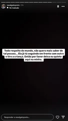 story no Instagram de Gato Preto