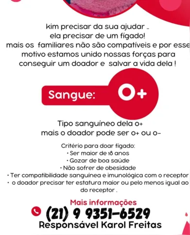 Informações para ser um doador de fígado para Kimberly