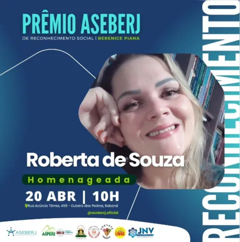Imagem ilustrativa da imagem Jornalista e escritora de Maricá recebe homenagem do Prêmio ASEBERJ de Reconhecimento Social