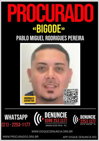 Pablo Miguel Rodrigues Pereira, vulgo “Bigode”, segue sendo procurado pela polícia