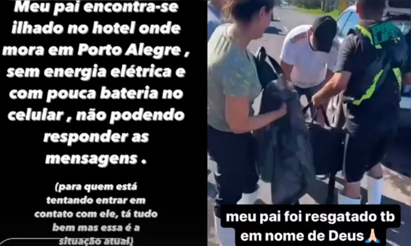 Renato estava ilhado no hotel onde mora, em Porto Alegre