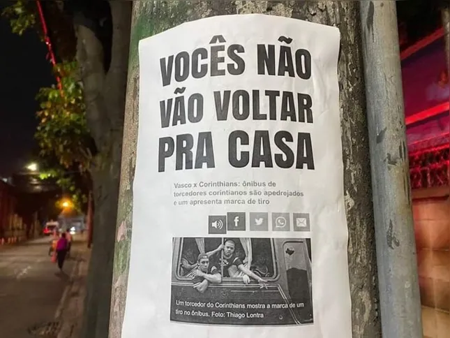 Outro cartaz de provocação aos torcedores do Corinthians