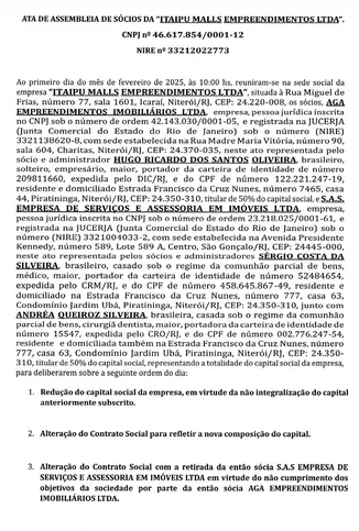 Imagem ilustrativa da imagem ATA DE ASSEMBLEIA DE SOCIOS