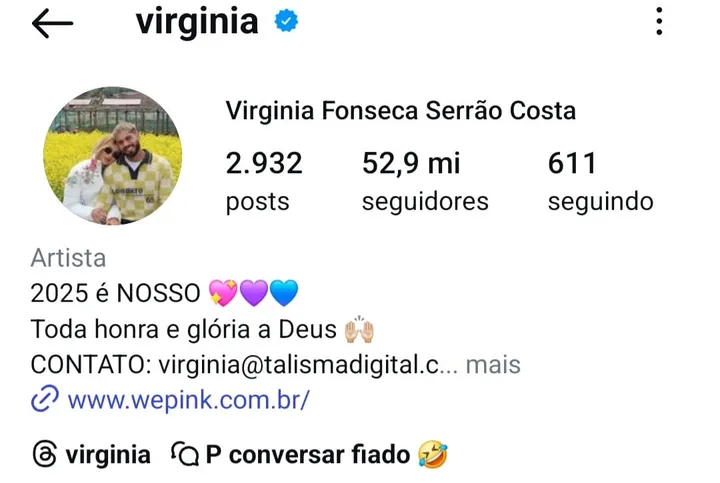 Virginia Fonseca perdeu cerca de 500 mil seguidores