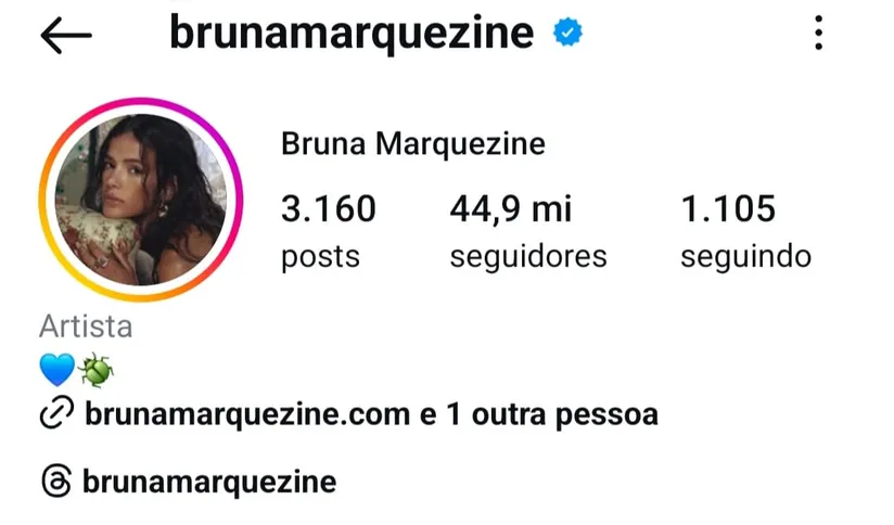 Bruna Marquezine é discreta nas redes sociais