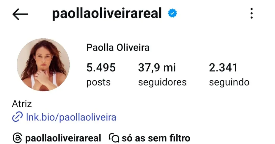 Paolla Oliveira é a décima mulher mais seguida do Brasil