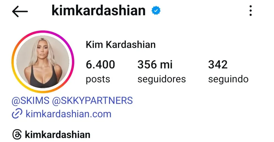 Kim Kardashian tem 356 milhões de seguidores