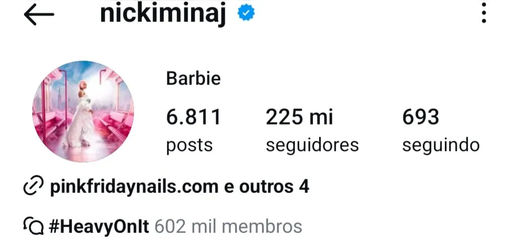 Nicki Minaj é a décima mulher mais seguida no Instagram
