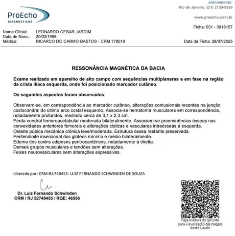 Exame divulgado pelo Vasco sobre a lesão do seu camisa 1