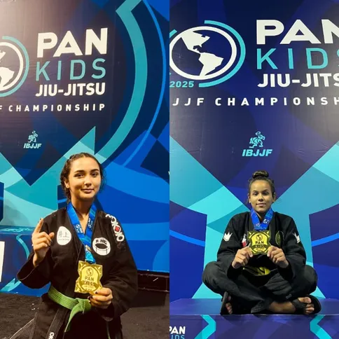 Medalhistas de ouro Anna Beatriz e Ana Carolina dos Santos